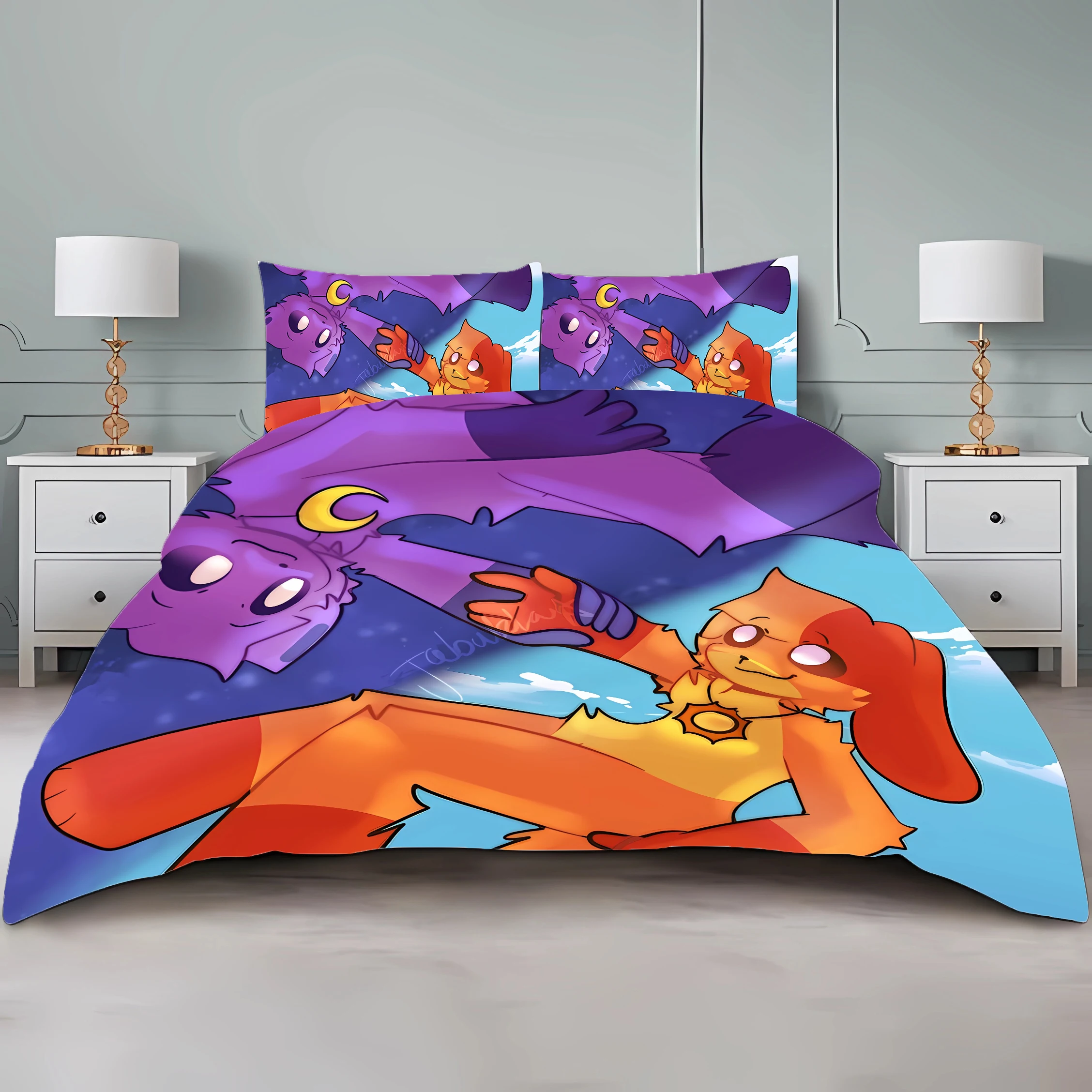 Smiling Critter Quilt Cover Anime Cartoon Comfort Bedroom Bedding Accessories Autumn Winter Warm Bed Cover Kids Birthday Gift