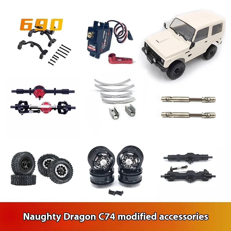 Naughty Dragon Wpl C74 Metal Modification Accessories, Front And Rear Axles, Tires, Wheels, Drive Shafts, Servos, Jimny