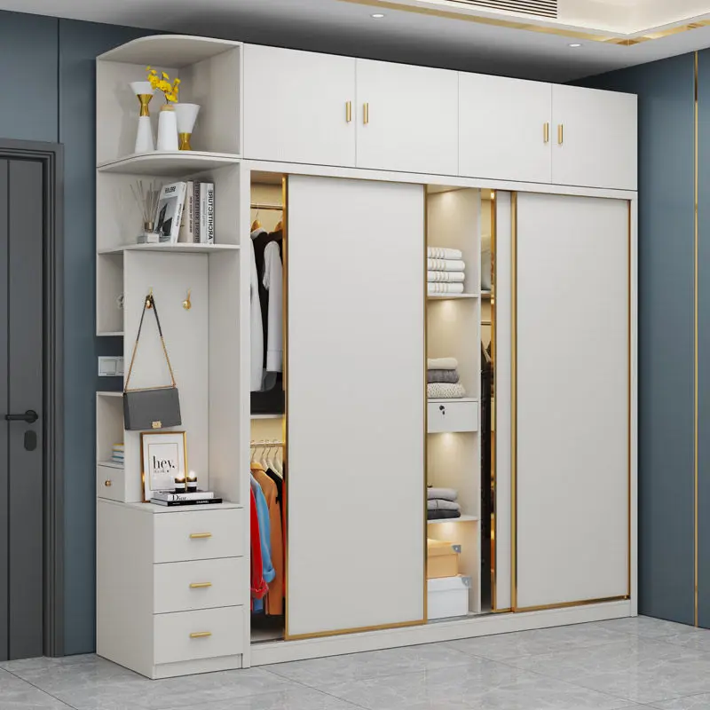 

modern light luxury sliding door wardrobe household bedroom wardrobe e****mical rental room master and second bedroom clo