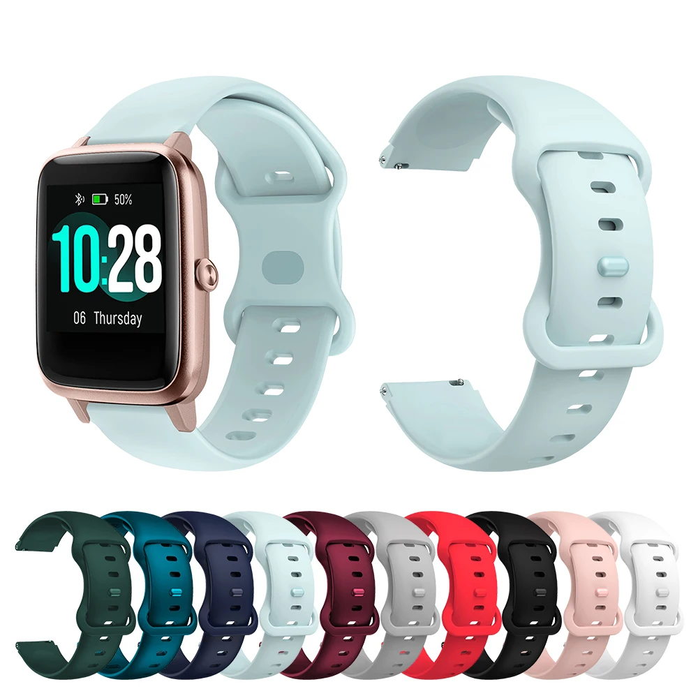 

19mm Universal Silicone Band for Noise colorfit pro2 Colorful Buckle Original strap for Xiaomi Haylou solar LS01 Light blue