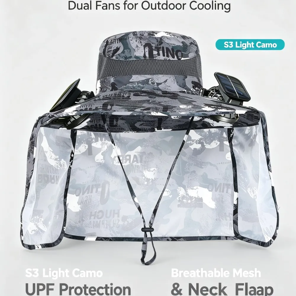 chapeau-de-pecheur-solaire-d'exterieur-avec-eventail-integre-et-echarpe-pare-soleil-amovible-grand-bord-rechargeable-vent-puissant-casquette-de-protection-solaire-pour-homme