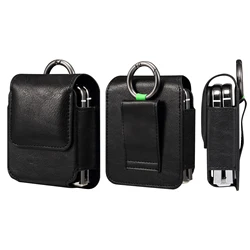 Microfiber Material Fold Phone Pouch For Samsung Galaxy Z Flip 6 5 4 3 5G Motorola Razr 50 Huawei P50 Pocket Waist Belt Clip Bag