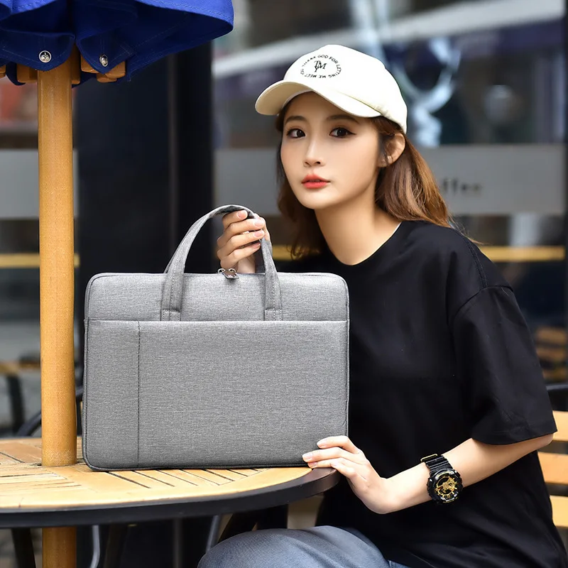 

New simple solid color laptop bag college student notebook bag men's and women's casual fashion briefcase