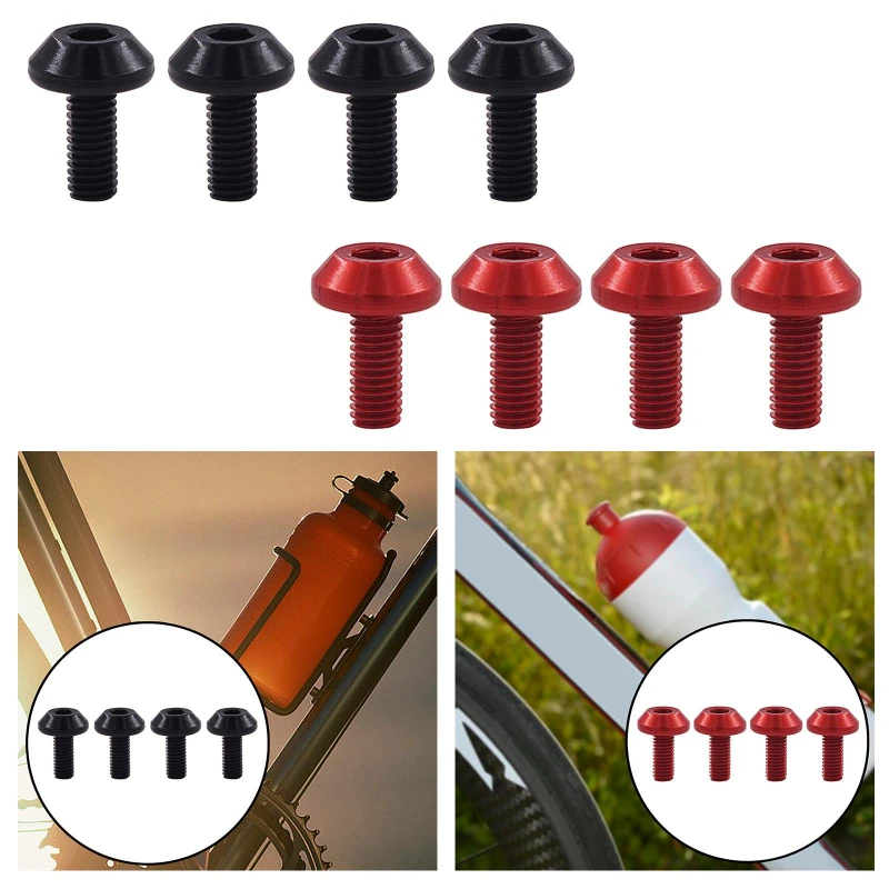 4 Pcs Bicycle Water Bottle Cage Bolt Cycling Accessories Kettle Holder Aluminum M5 Screw Handle Bikes Part for MTB Road Bike