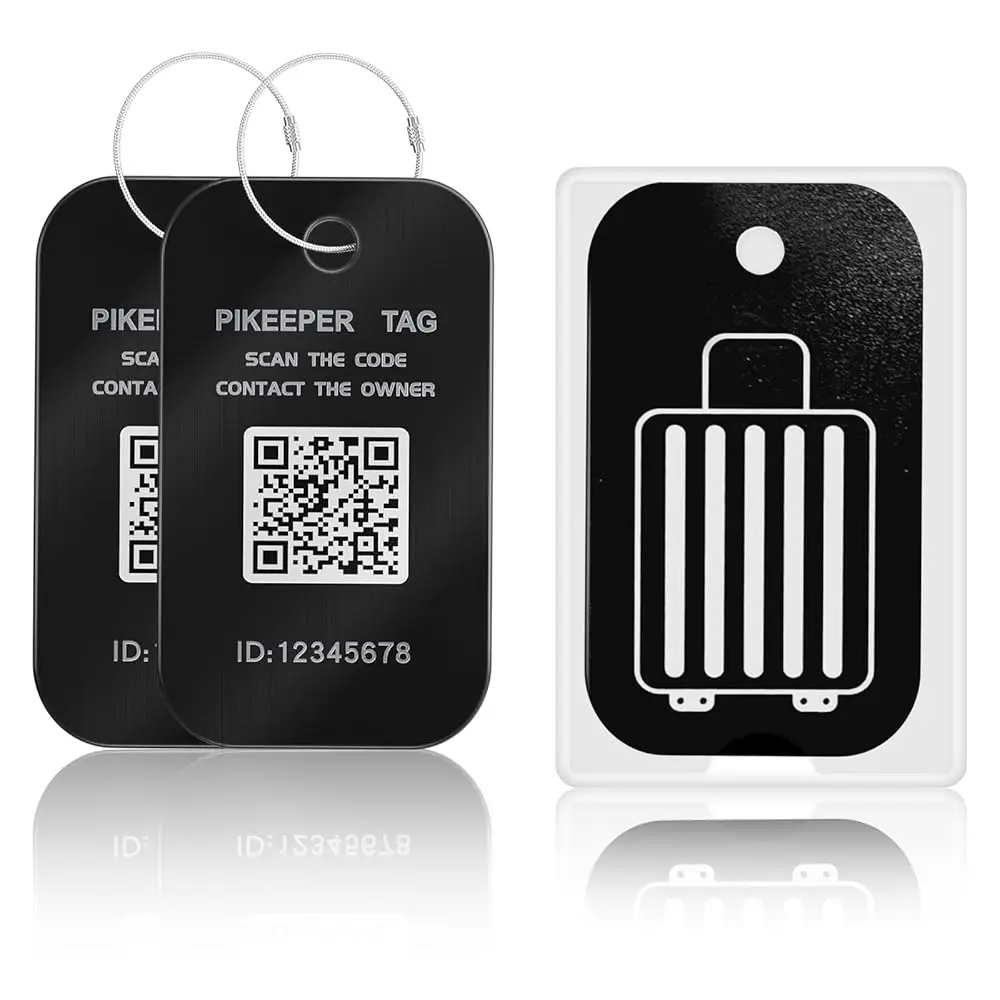 

Умные бирки для багажа - водонепроницаемые этикетки с QR-кодом и оповещением о местоположении при сканировании (комплект из 2 шт.), с возможностью персонализации