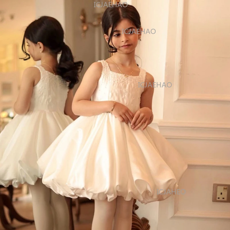 Birthday White Wedding Flower Girl Banquet New Kids Princess Dress Girls ChildrenFormal Pageant Elegant Evening Gown Costume