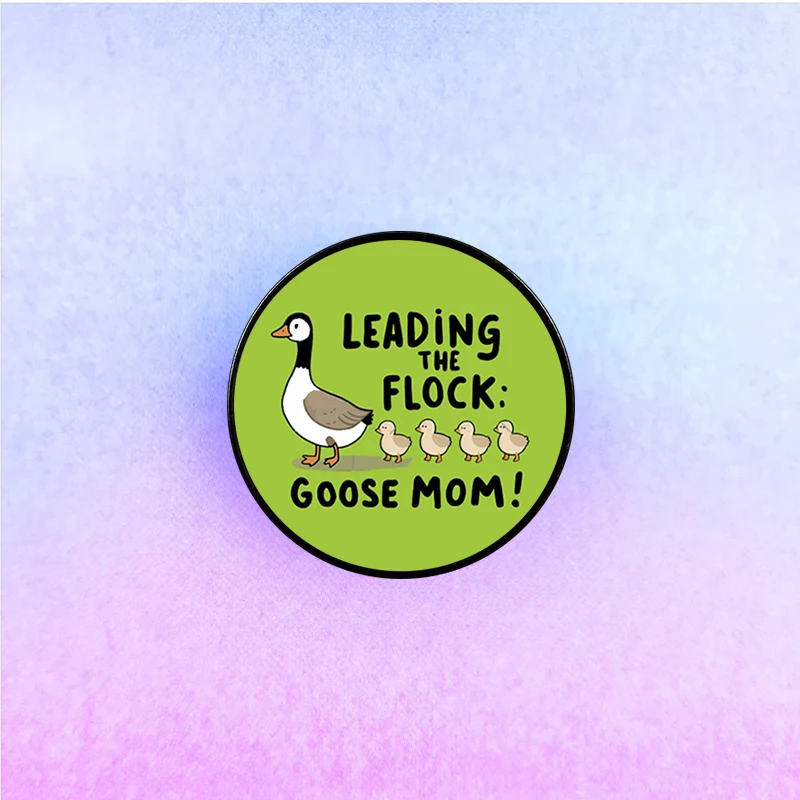 1pc goose on a moose Printed Pin Custom Funny Brooches Shirt Lapel Cute Badge Cartoon pins for Lover Girl Friends