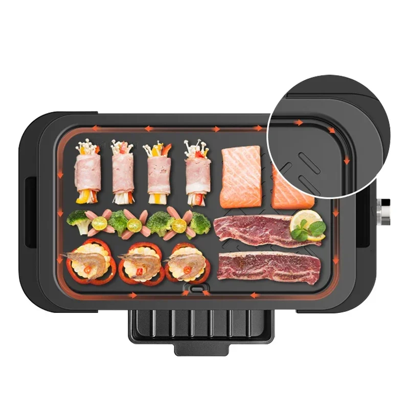 

Household Electric Pan Grill 1000W Griddle With Non-Stick Surfaces Indoor Grill Plate