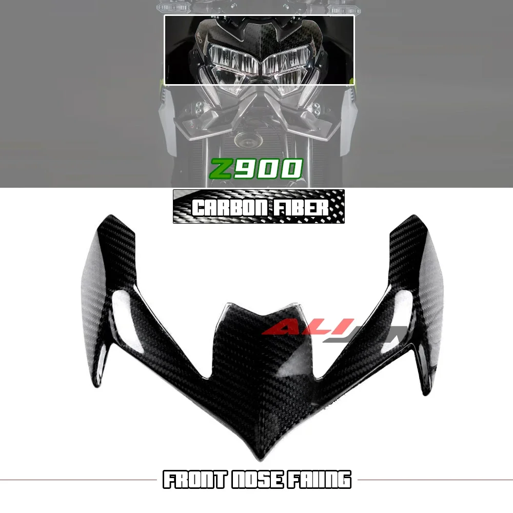 

Fit Kawasaki Z900 2020-2023 2021 2022 Z900SE Real Dry Carbon Fiber Motorcycle Front Nose Upper Fairing Cover Headlight Panel