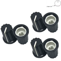 14*15mm/16*18mm 6mm D Shaft Diameter Insert Top White Black Plastic Radio Rotary Potentiometer Volume Control Skirted Knob Cap