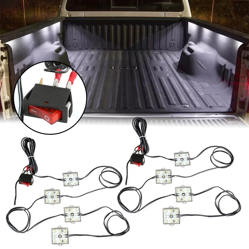 

8Pcs Universal LED Truck Bed Trunk Lighting Strip for CHEVY DODGE FORD TRUCKS Pickup 6000K White LEDs Light
