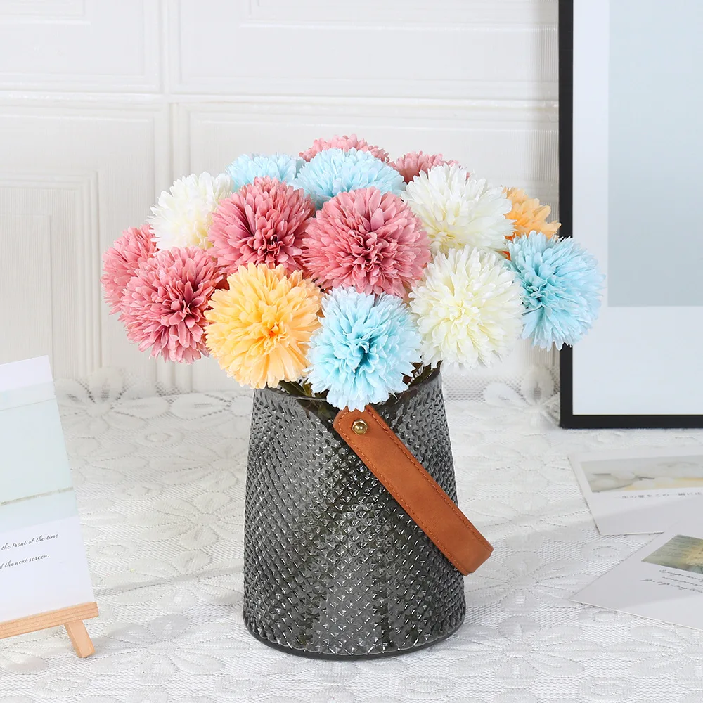 Simulated Ball Small Flowers Table Tennis Chrysanthemum Home Wedding Living Room Decoration Flower Arrangement Ornaments