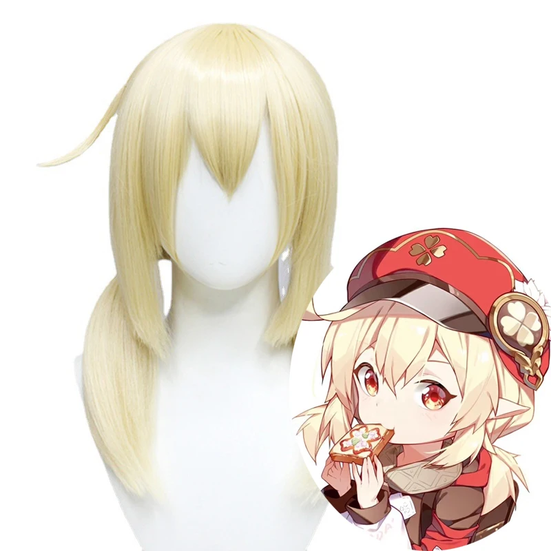 

Klee Cosplay Wig Light Blonde Wig with 2 Ponytails Genshin Impact Cosplay Heat Resistant Synthetic Halloween Wigs 40cm