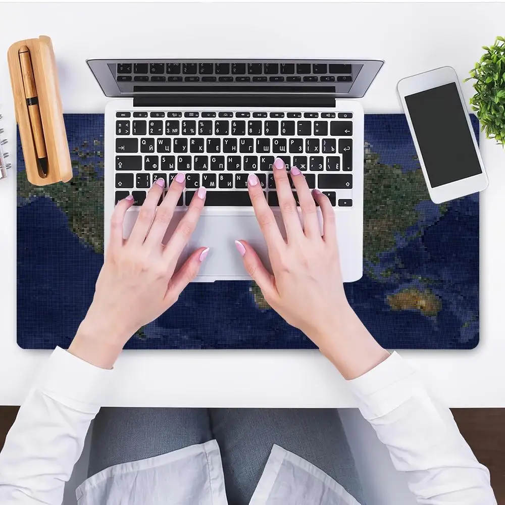 HYBXAXC Mosaic World Map Mouse Pad, Vintage Earth Desk Mat