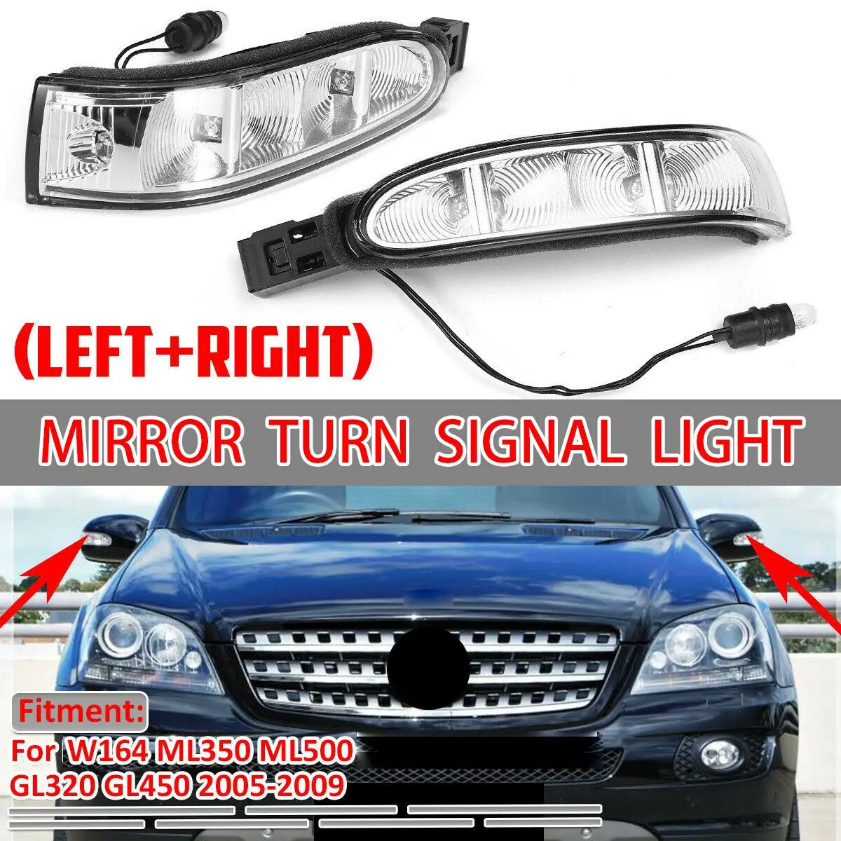 Car Front Right Mirror Turn Signal Light Turn Side Lamp for Mercedes Benz W164 X164 W164 ML GL300 R320 R350 R450 R500
