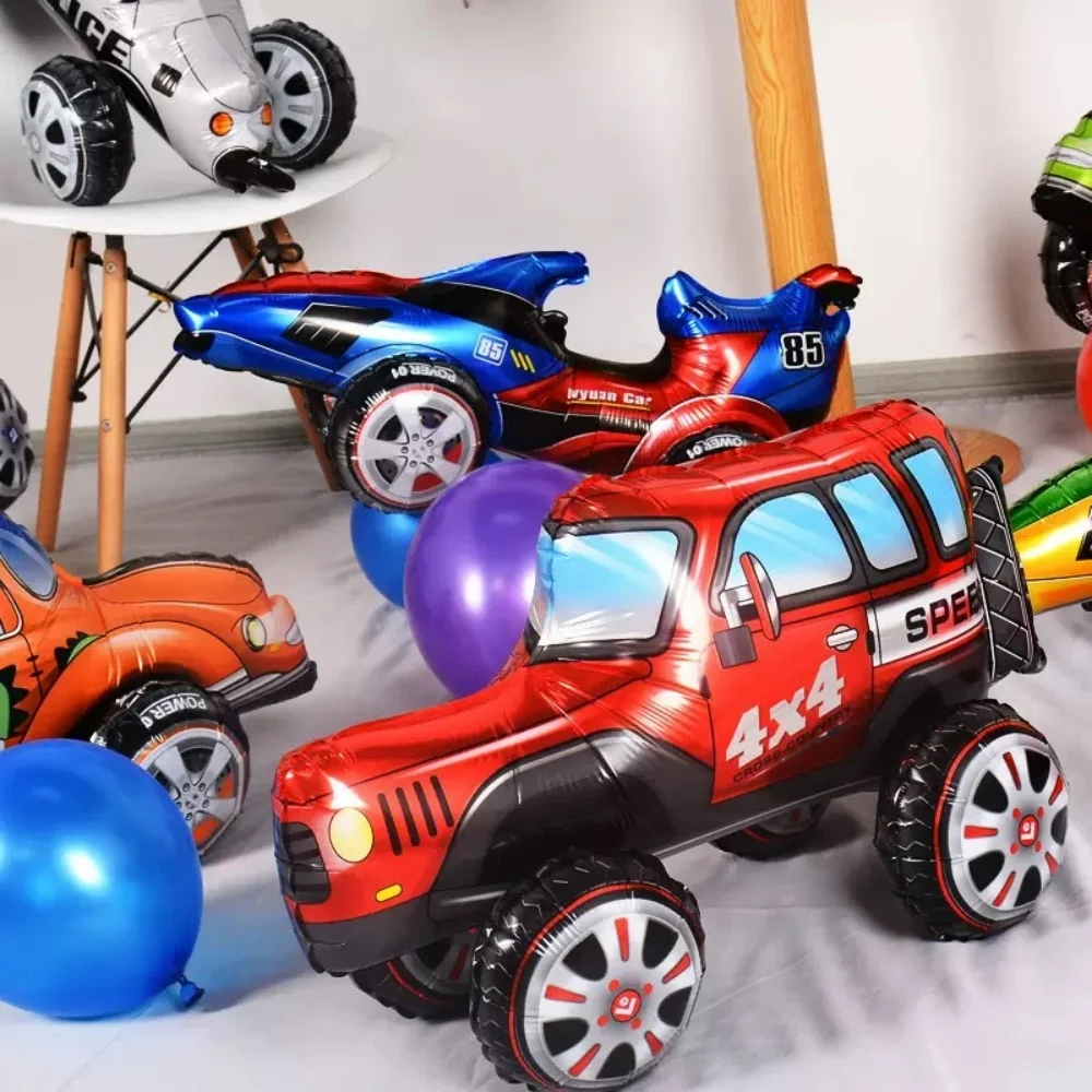 3D Cartoon Car Foil Balloon Buggy Racing Digging Car Train Gift Baby Shower Birthday Party Decorations Kids Toys Helium Balloons view 4