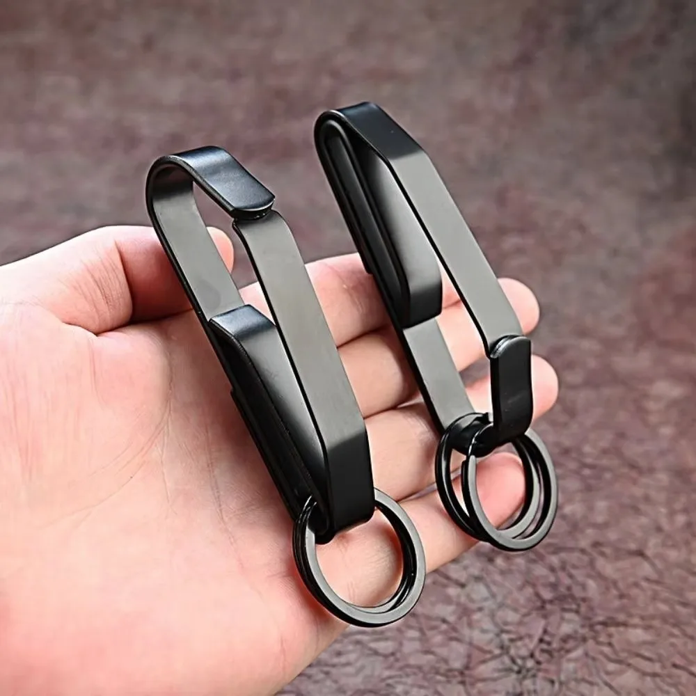 Stainless Steel Belt Key Clip Rust Resistant Multi Functional Waist Key Holder Electroplated Finish Belt Wearable Car Key Ring