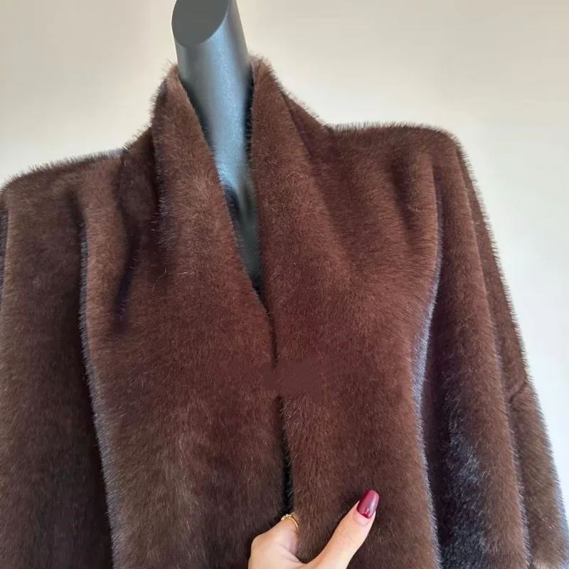 Women's Autumn Winter Tops Coats Faux Fur Two-Tone Mid-Length New Minimalist Comfortable Stylish Niche Versatile Elegant Casual