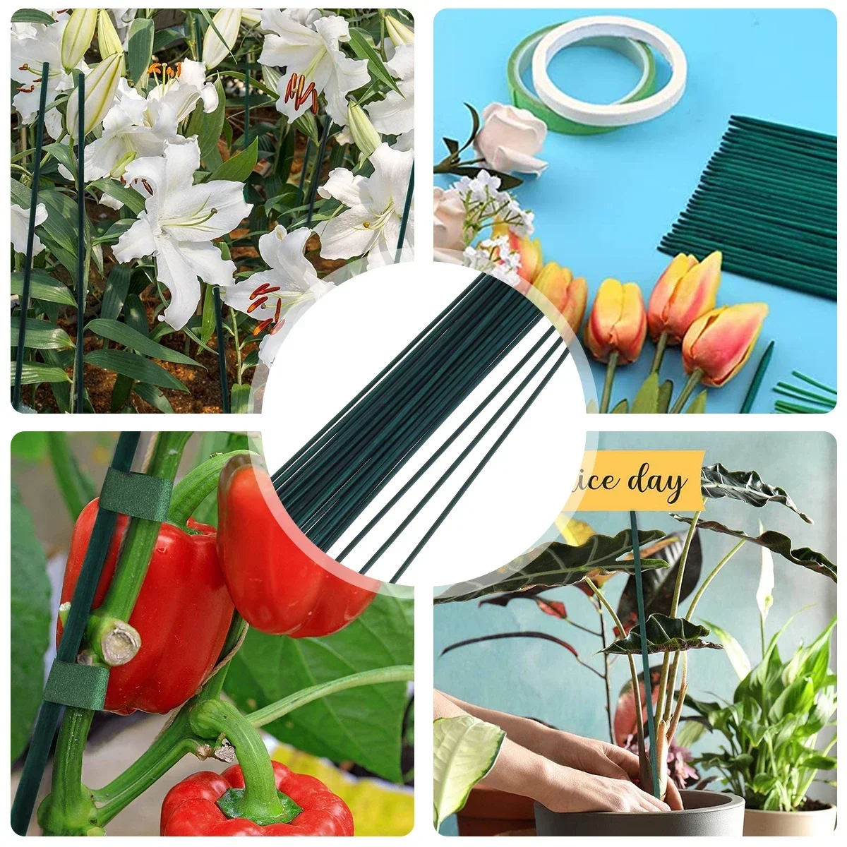 30/60Pcs 40cm Plant Stakes Multipurpose Bamboo Floral Support Pole for Gardening Floral Potted Plant Support Gardening Tool Sets