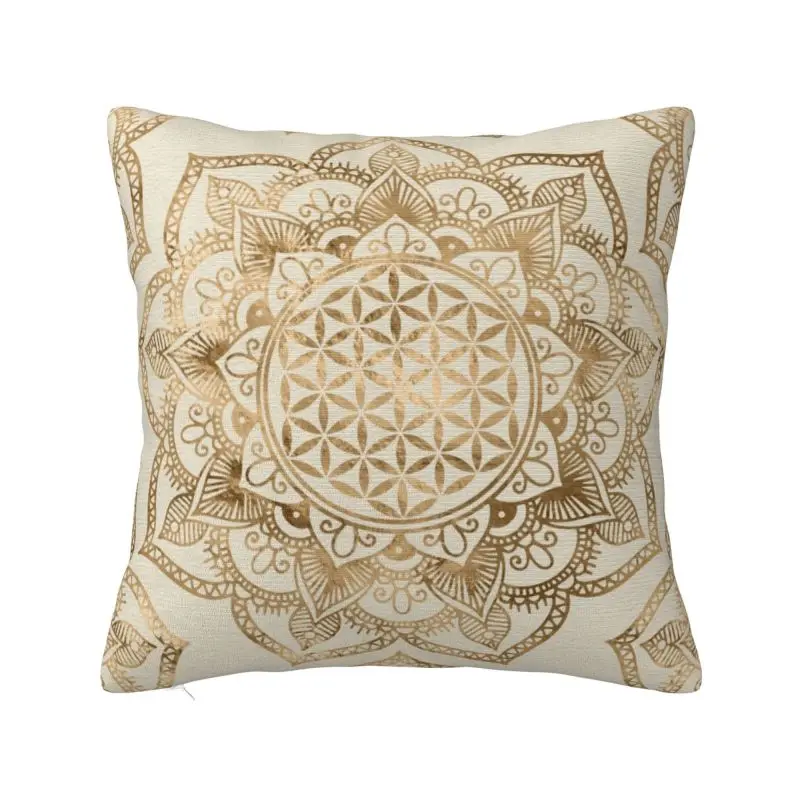 Custom Mandala Flower In Lotus Cushion Cover 45x45cm Velvet Sacred Geometry Throw Pillow Case for Sofa Car Square Pillowcase