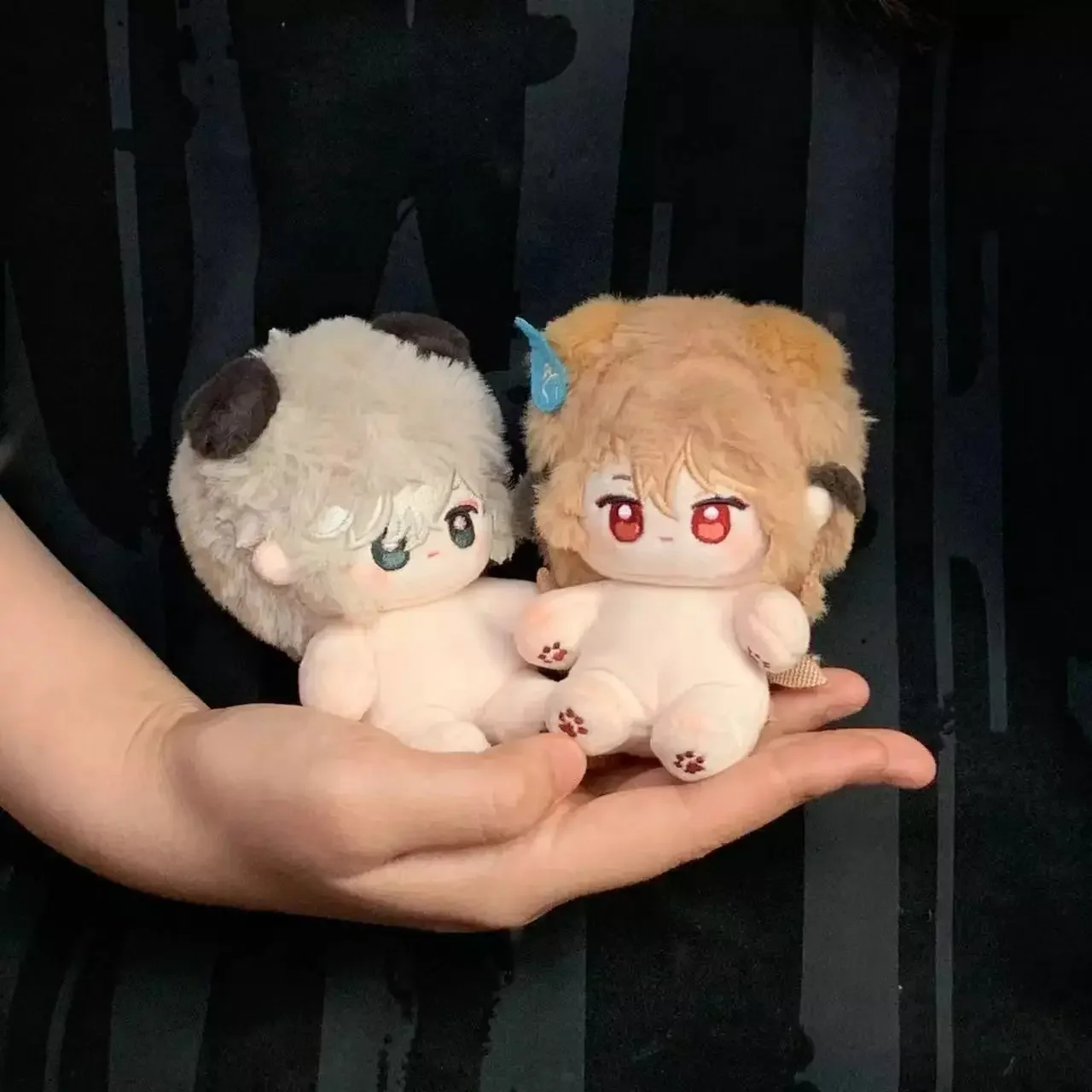 10cm Genshin Impact Kaveh Alhaitham Stuffed Doll Animal Ear Plush Nude Doll Body Pendant Keychain Toys for Kids Adult Xmas Gift