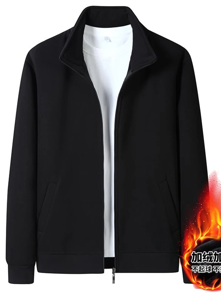 

Men's Casual Fce Lined Jaet Thiened Stand Collar Sweatirt Bla Anti Soiling Autumn Winter Faion Outerwear Coat