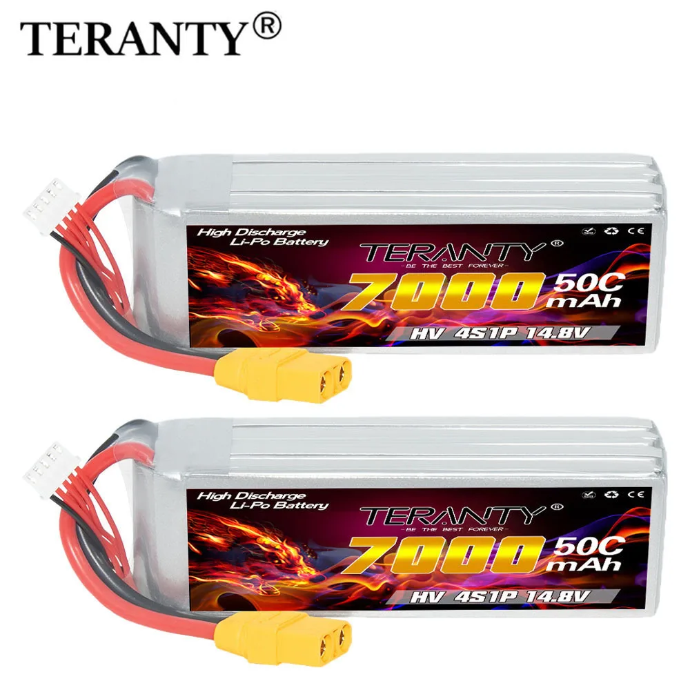 2Pcs TERANTY 14.8V 4S 7000mAh 50C/100C Lipo Battery Movie Shooting FPV Drone Helicopter Crossover RC Vehicle Lithium Battery