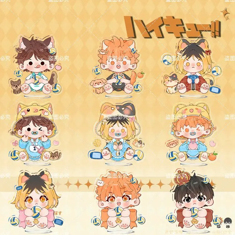 Haikyuu!! Letrero de pie acrílico Hinata Shoyo Tobio Kageyama periférico de animé lindo dibujos animados originalidad versión Q adorno de escritorio