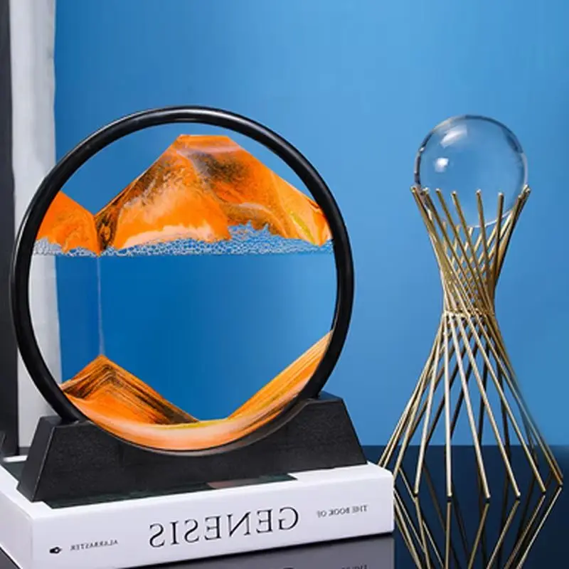 

7-inch Quicksand Sand View Deep Sea Art Picture Hourglass 3D Dynamic Display Motion Sand Painting Home Office Decoration Gifts