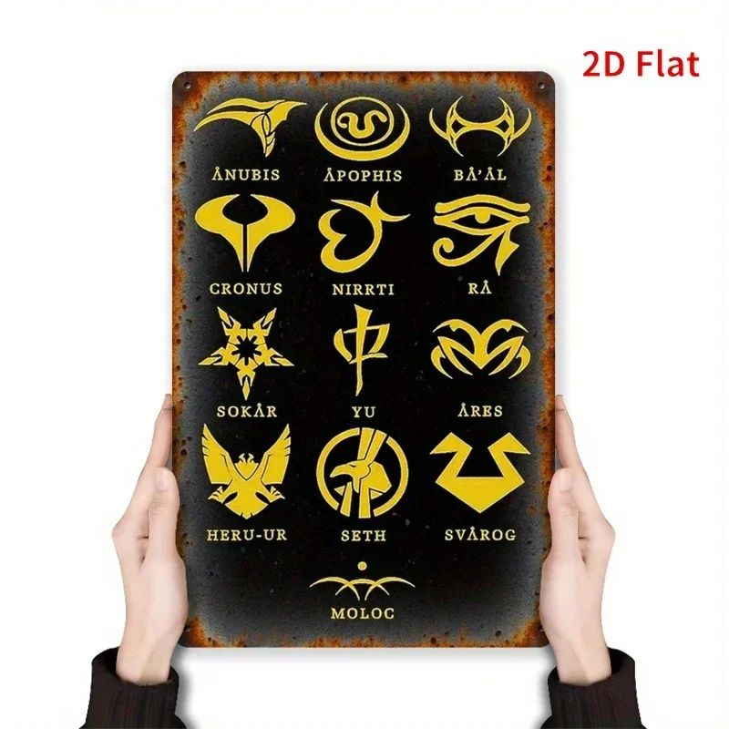 Vintage Stargate SG-1 Metal Wall Art Sign -   Durable Iron Sci-Fi Decor with Ancient Symbols, Egyptian Hieroglyphs & Alien Al