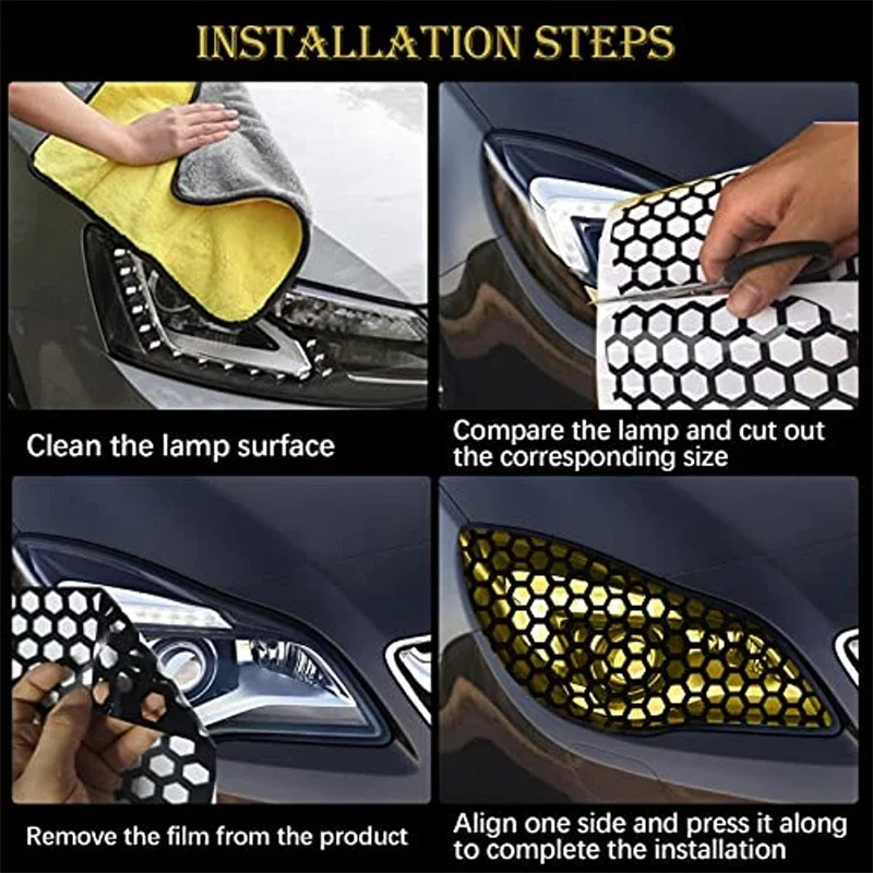 Universal DIY Smoke Wrap Film Honeycomb Taillight Stickers Auto Rear Lamp Protector Decal Car Exterior Styling Accessories view 5
