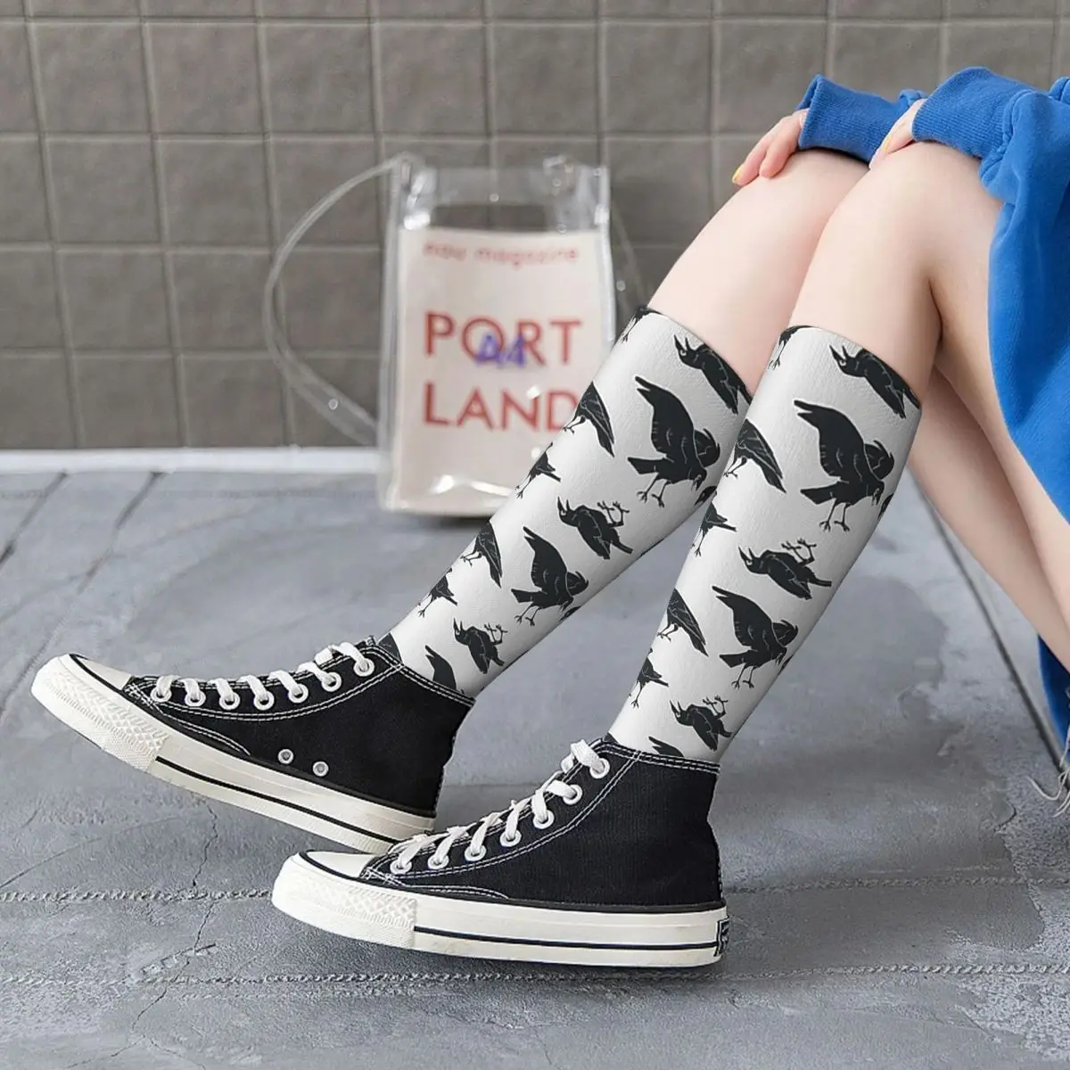 Murder Of Crows Socks Harajuku Super Soft Stockings All Season Long Socks Accessories for Unisex Gifts