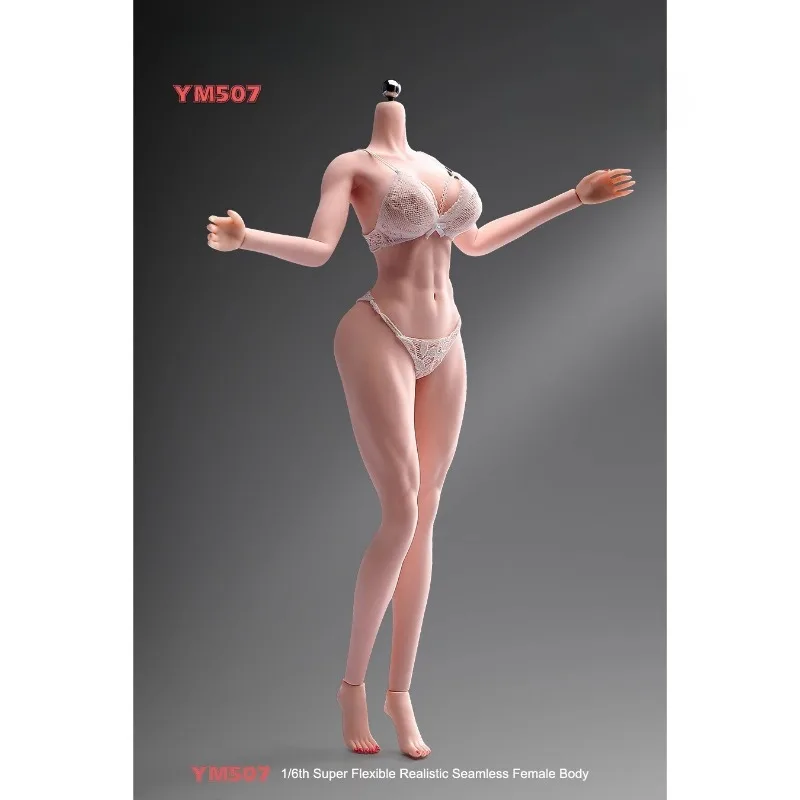 YM507 1/6 Scale Super Flexible Realistic Seamless Female Body Platinum Silicone Rubber Joint Movable Fit 12'' Toy Figures Body