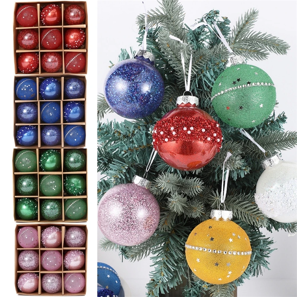 

9Pcs 8CM Christmas Balls Ornament Xmas Tree Hanging Pendant Decorations 2025 Navidad Natal New Year Gifts