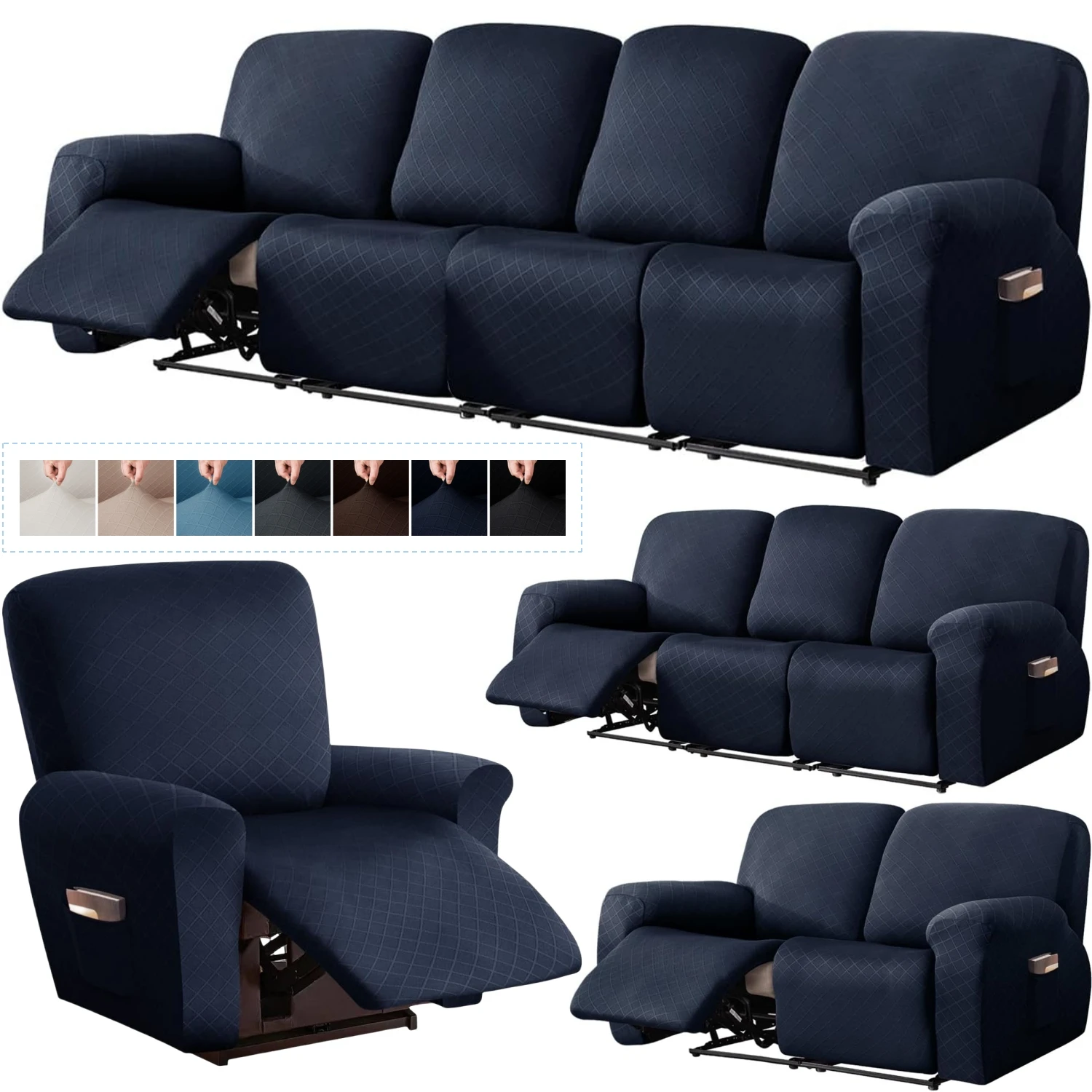 Stretch Sofa Recliner Cover Couch Slipcover Premium Jacquard Sofa Pet Protector 1/2/3/4 Seater Full Cover Washable Removable