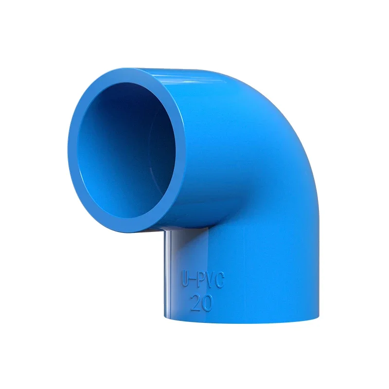 1–20 pcs PVC 90-degree elbow connectors for water lines • inner diameter 20 to 50 mm • blue color • DIN standard compliant • sol