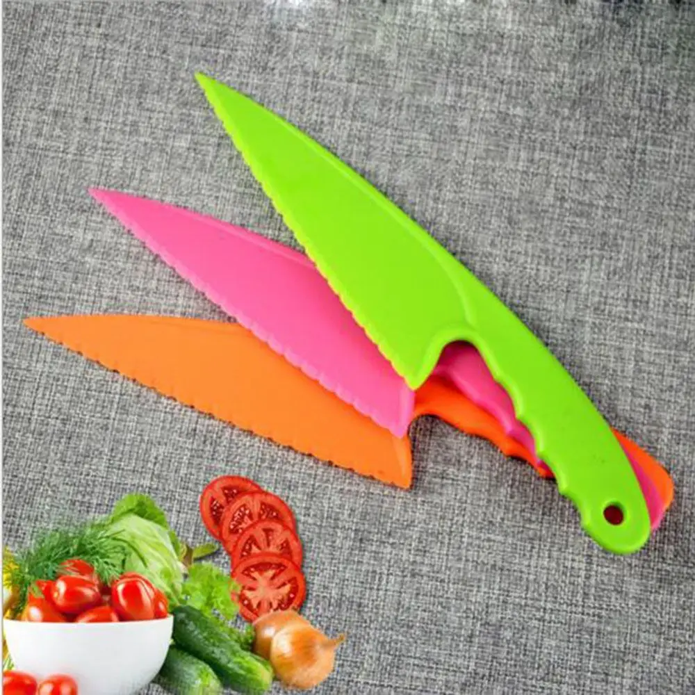 

Safe Pp Plastic Cake Bread Knife Vegetable Fruit Cutter With Handle Kitchen Tool Children'S Kitchen Supplies