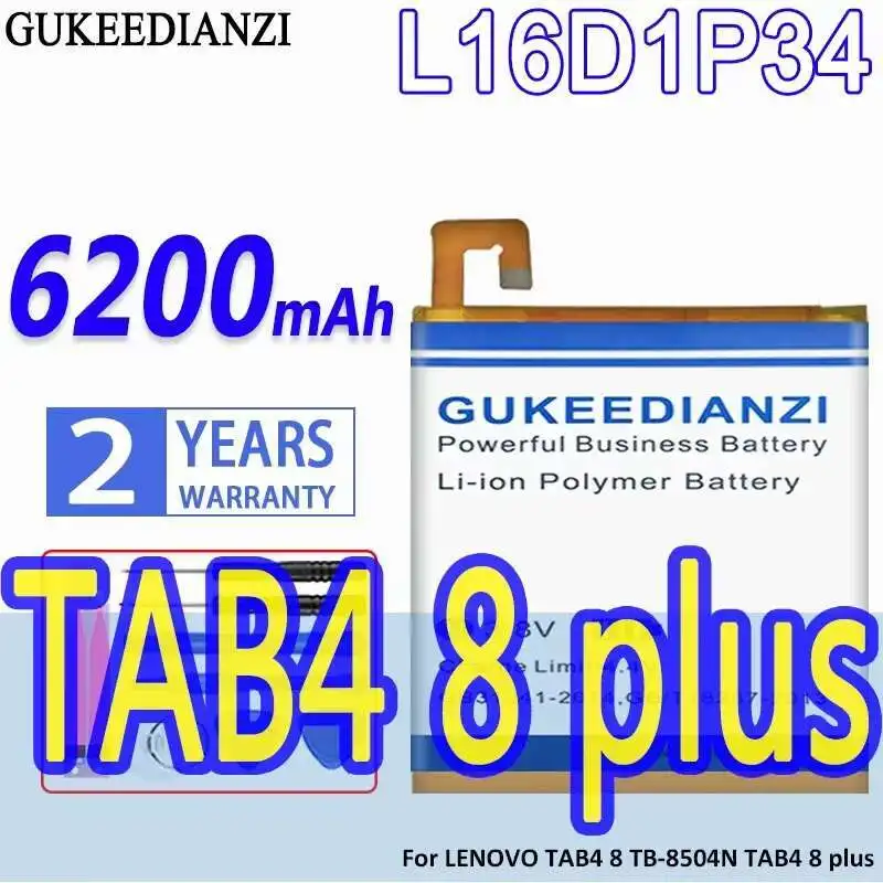 

Tablet Battery Fast Charging 6200Mah L16D1P34 For Lenovo Tab 4 8 TB-8504N TAB4 Plus