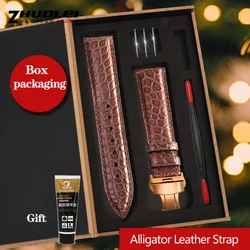 New Crocodile Leather Watchband Strap for IWC Longines Tissot Casio Citizen Alligator Watch Band Bracelet Black Brown 20mm 22mm