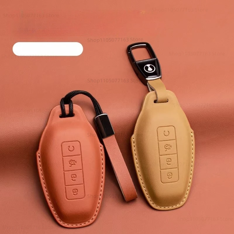 For DENZA Z9GT 2024 2025 Car Leather Keycase Bag Car Keychain Cover Remote Control Protective Nappa Key Chain Shell Case Decor