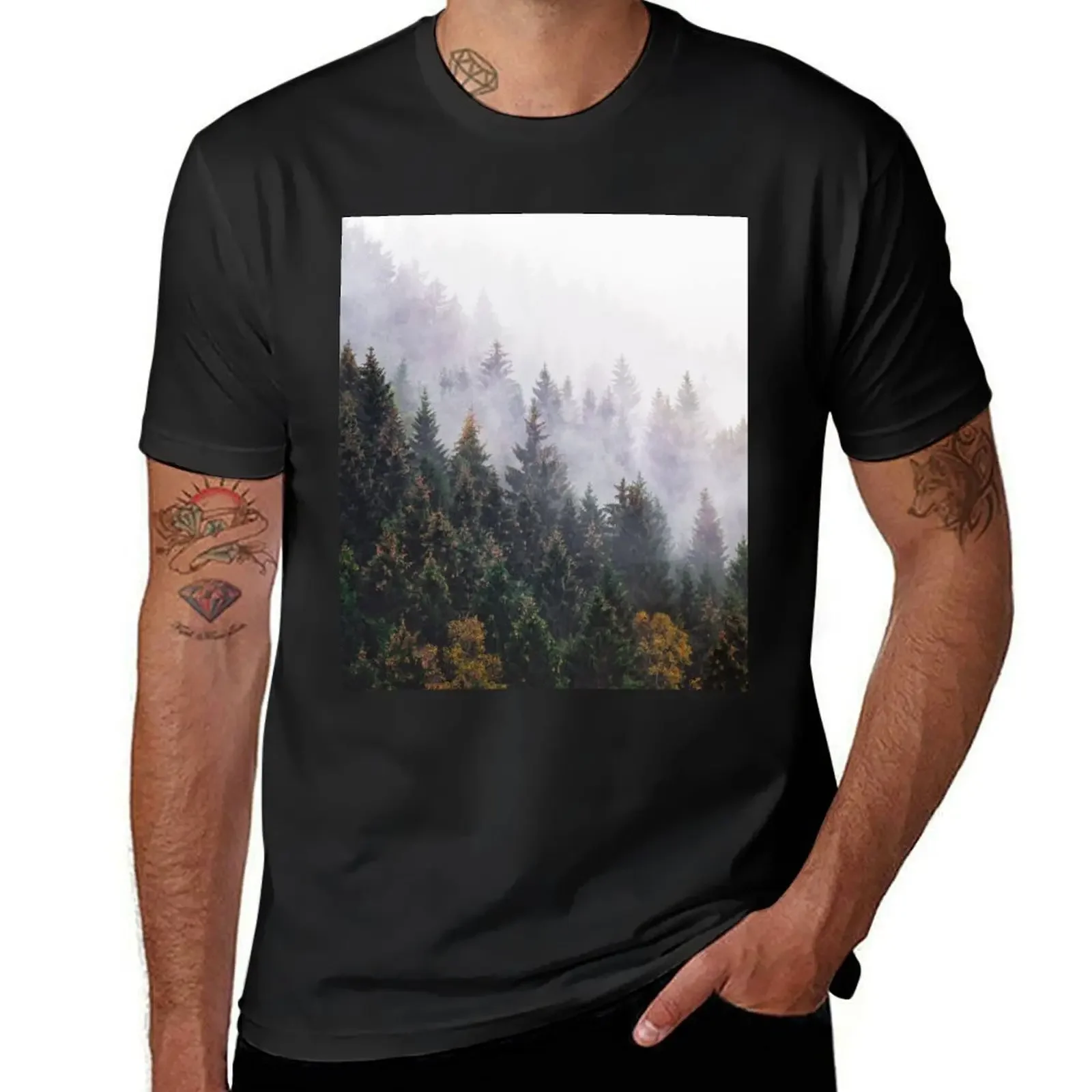 

The Big Calm // Misty Fairytale Wilderness Forest With Cascadia Trees Covered In Magic Light And Fog Series T-Shirt