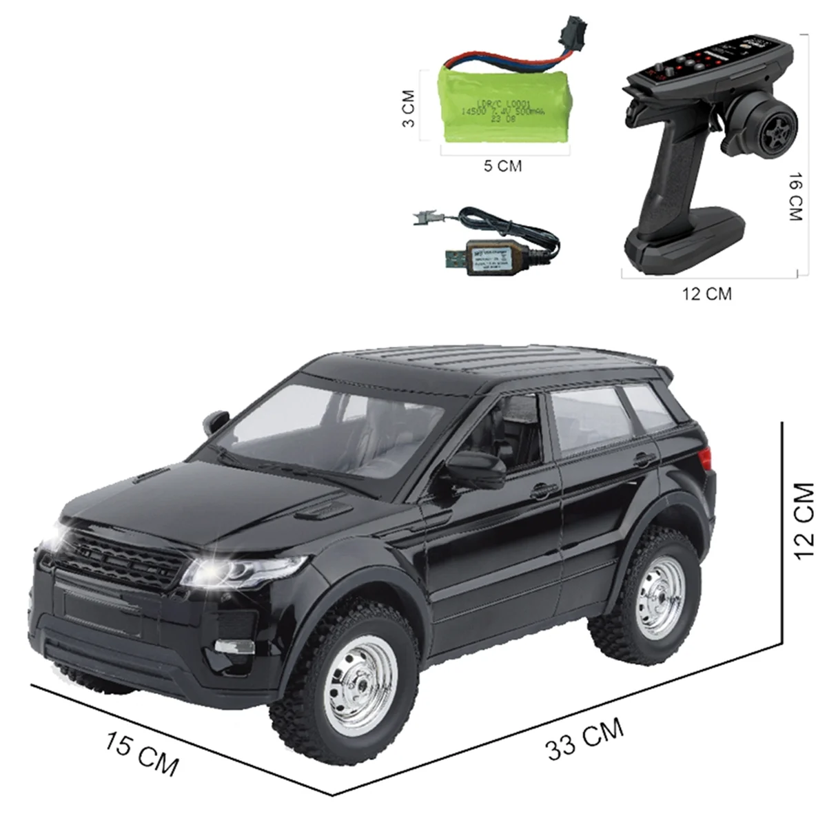 LDRC LD1299 1/14 RC Drift Car 2.4G 4WD RC Car with LED Lights Rechargeable Off-Road Truck Black