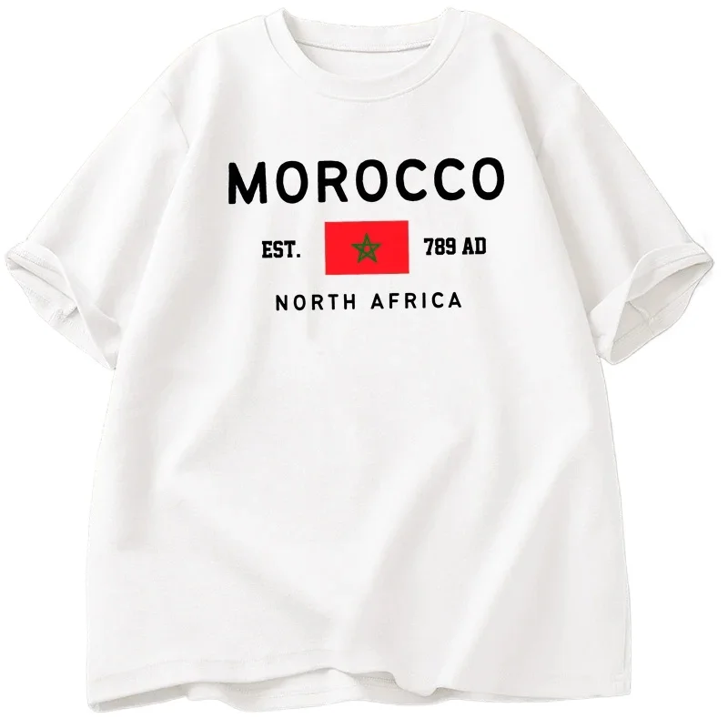 Summer Morocco North Afric T-shirt Men Moroccan Flag Shirt Over Sized Graphic Tees Short-sleeve Man Clothing Street Wear Summer