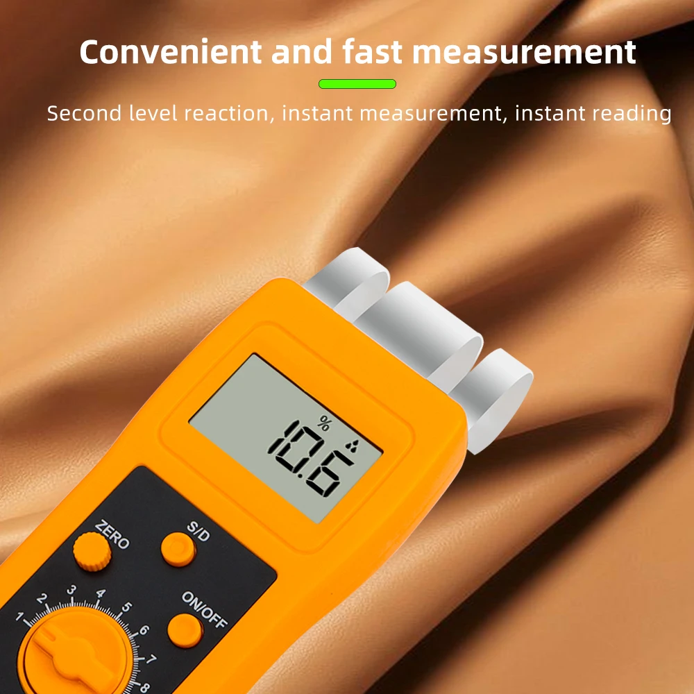 Imagem -03 - Medidor de Umidade Têxtil com Sonda de Indução Sensível Analisador de Umidade para Vestuário Roupas Fios Couro Dm200t