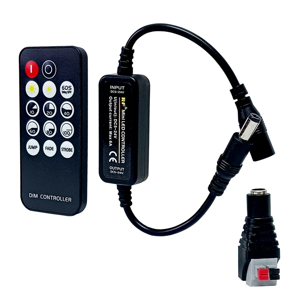 

DC5-24V 6A Mini LED Dimmer Wireless RF Controller Switch 14 Keys Remote Control for Single Color 5050 2835 COB LED Strip Light