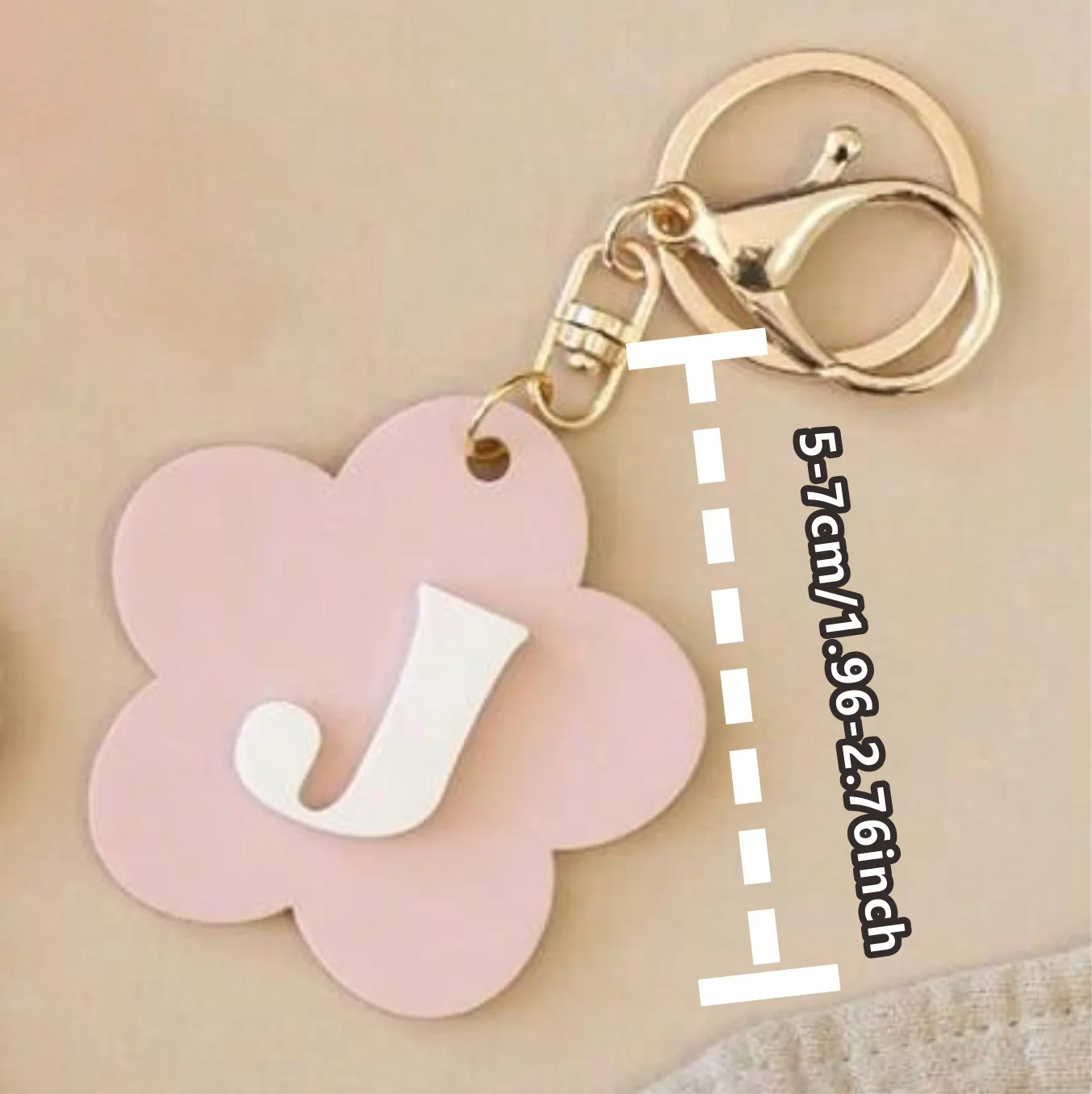 

KADRUFI 4 Colors Custom Initial Keychain Acrylic Cute Flower Shape Label Alphabet Personalized Backpack Luggage Keyring llaveros