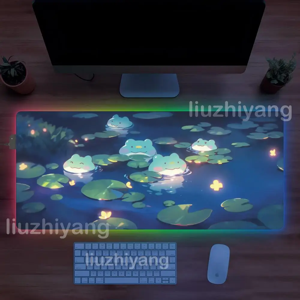 

Cute Animals Mouse Pad RGB Lighted Mousepad Mechanical Keyboard Pads Office Computer Accessories LED Anti-slip Rubber Table Mat