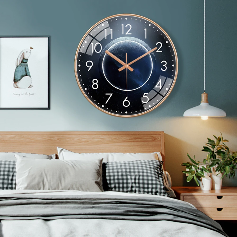 Creative Clock Dreamy Starry Sky Living Room Kitchen Wall Clock Space Universe Galaxy Light Luxury Simple Modern Analog Clock