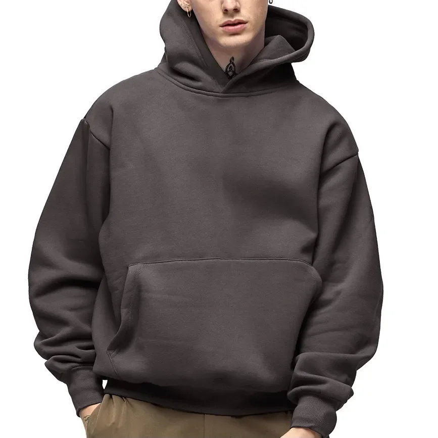 Fai da te personalizzato il tuo LOGO del marchio 500GSM pesante nuovo autunno inverno Casual cotone spesso Top da uomo in tinta unita felpa con cappuccio