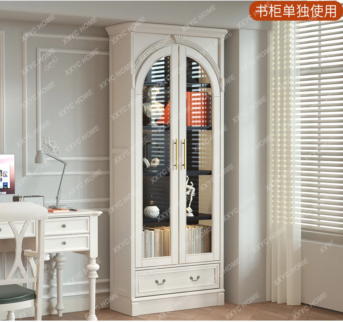 

Solid wood bookcase floor-to-ceiling small apartment model figure display cabinet bedroom bookshelf